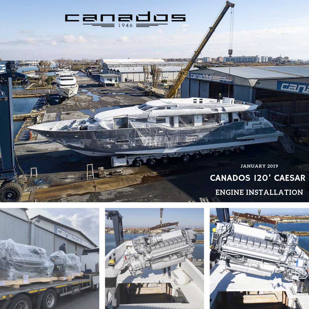 Engines installation on the yacht Canados 120 Caesar